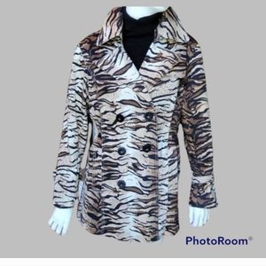 Carina Womens Trench Coat Size M  Brown/Black/Cream